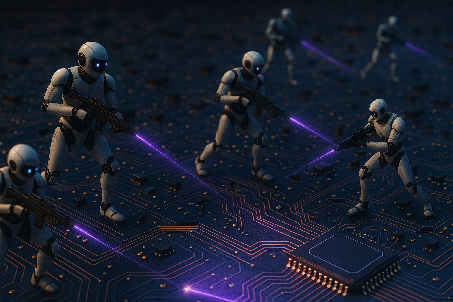 AI Robots in Cybersecurity Battle on Motherboard